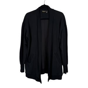 Z by Zella Black Fleece Peaceful Open Cardigan Sweater w/ Pockets - Medium